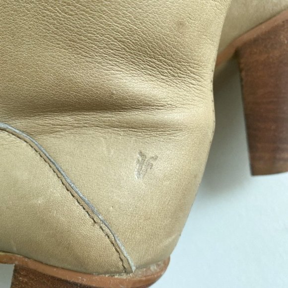 Vintage Frye Light Beige Leather Unique Knee High Boots 6.5 - Picture 13 of 15